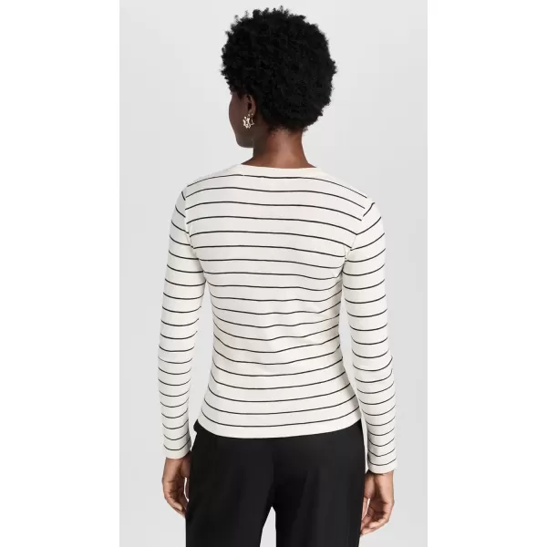 Vince Womens Striped Long Sleeve Crew TeeBlack Combo