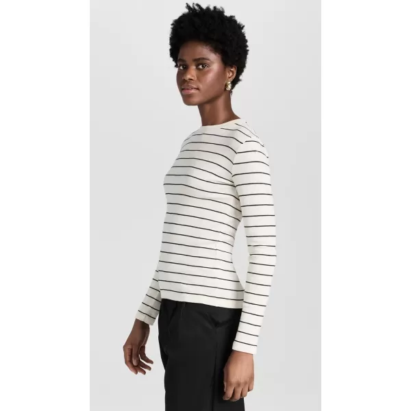 Vince Womens Striped Long Sleeve Crew TeeBlack Combo