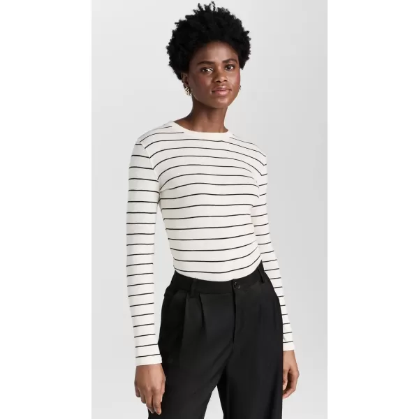 Vince Womens Striped Long Sleeve Crew TeeBlack Combo