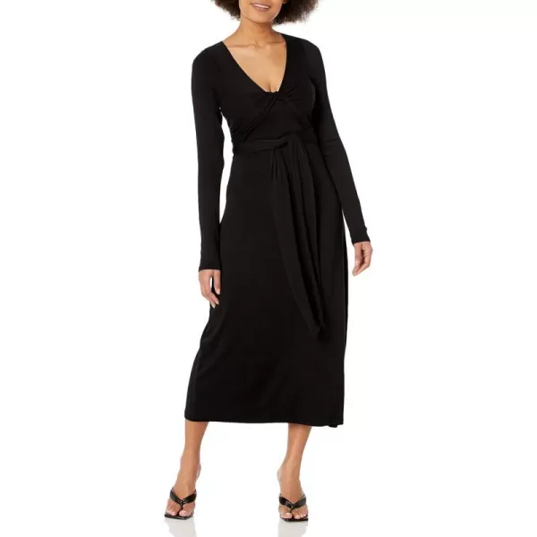 Vince Womens Long Sleeve Wrap DressBlack