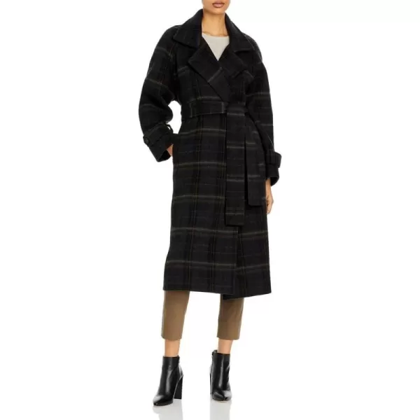 Vince Womens Modern Plaid CoatCoastalSage