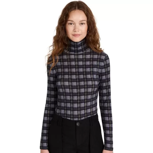 Vince Womens Plaid Printed TurtleneckCoastal