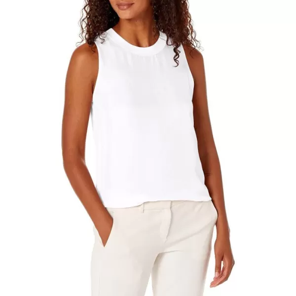 Vince Womens Rib Trim Crew Neck ShellOptic White