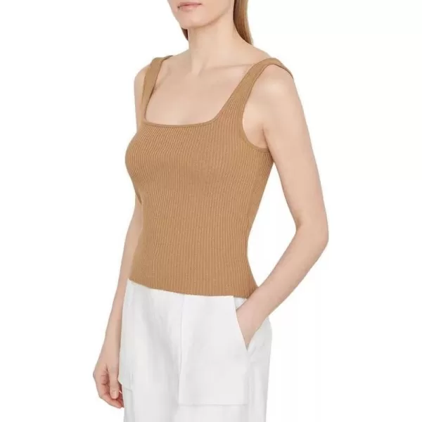 Vince Womens Ribbed Square Neck TankTobacco