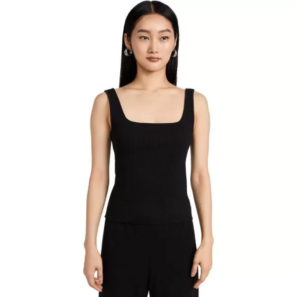 Vince Womens Ribbed Square Nk TankBlack