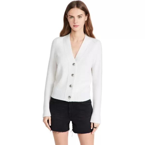 Vince Womens Shrunken Button CardiganHeather White