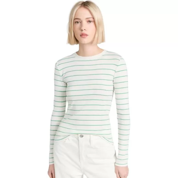 Vince Womens Striped Long Sleeve Crew TeeParakeet Combo