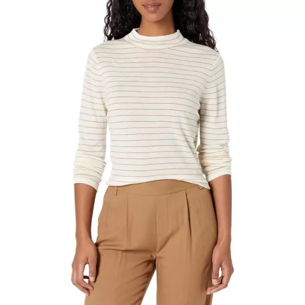 Vince Womens Striped Saddle Sleeve PulloverOff WhiteVicuna