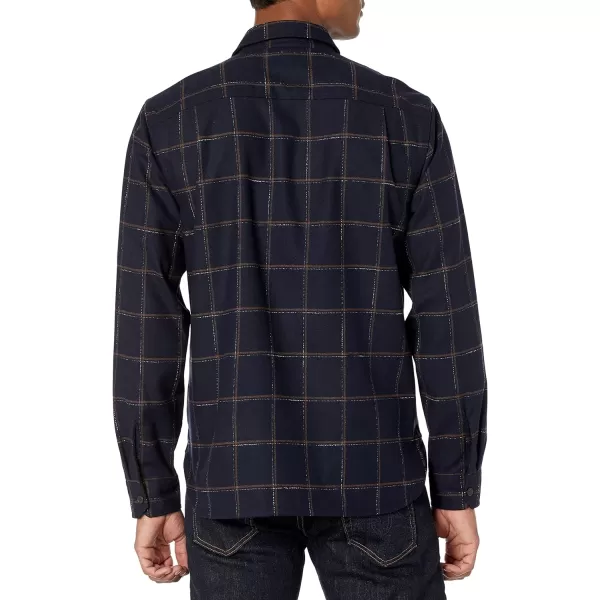 Vince Mens Crosshatch Windowpane Shirt JacketCoastalDark Wood