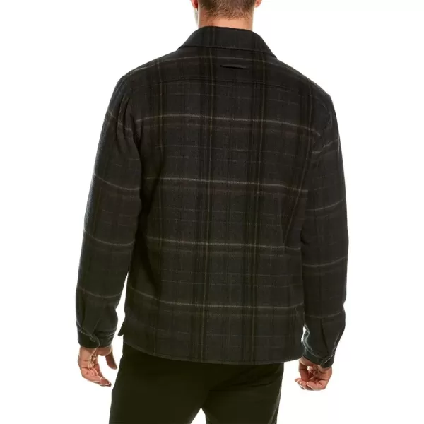 Vince Mens Sherpa Lined Utility Plaid JacketBlack