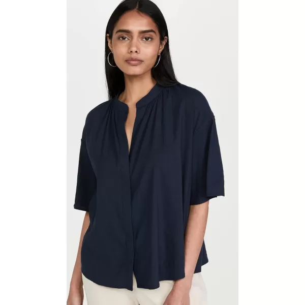 Vince Womens Band Collar BlouseCoastal Blue