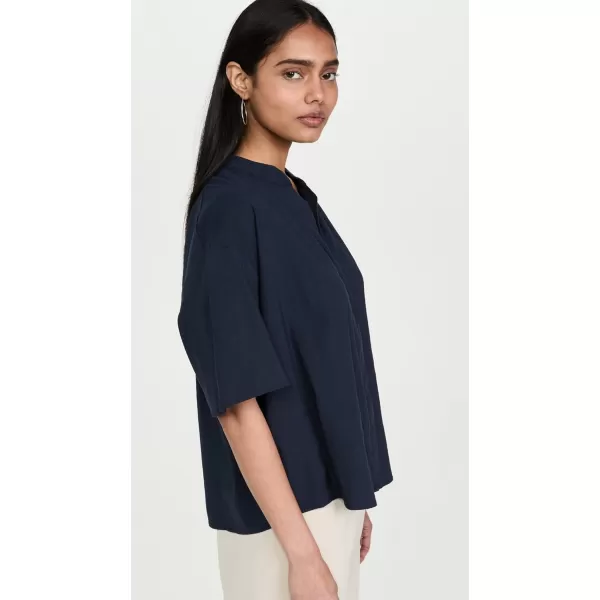 Vince Womens Band Collar BlouseCoastal Blue