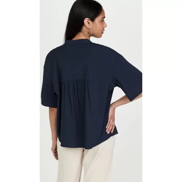 Vince Womens Band Collar BlouseCoastal Blue