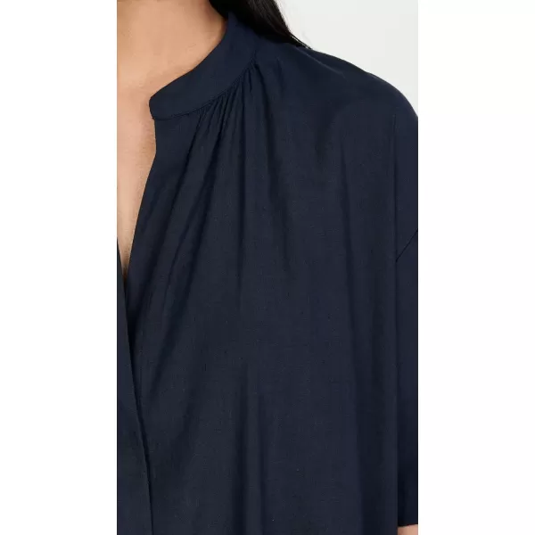 Vince Womens Band Collar BlouseCoastal Blue