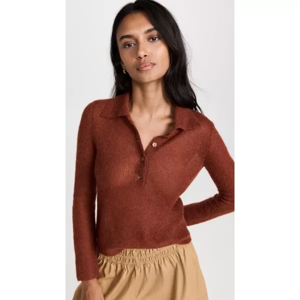 Vince Womens Brushed Polo SweaterCinnamon