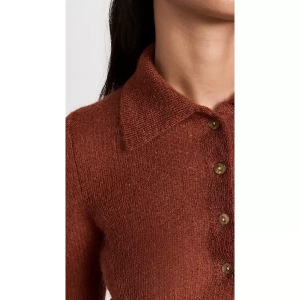 Vince Womens Brushed Polo SweaterCinnamon