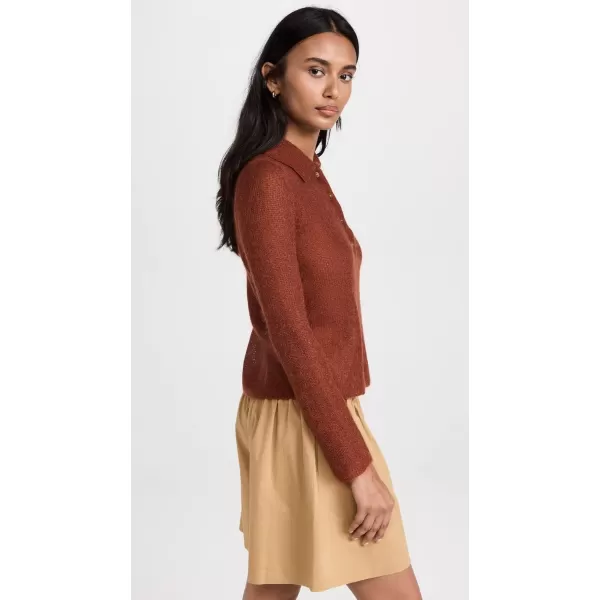 Vince Womens Brushed Polo SweaterCinnamon