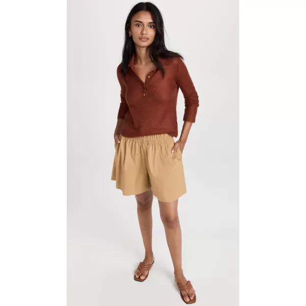 Vince Womens Brushed Polo SweaterCinnamon