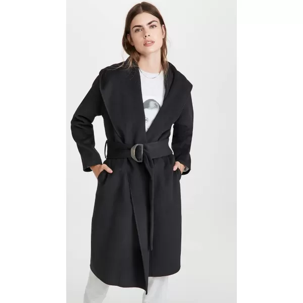 Vince Womens Draped Hooded CoatBlack