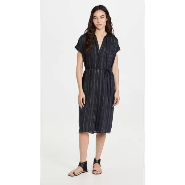 Vince Womens Drapey Stripe Shirred DressCoastalSandshell