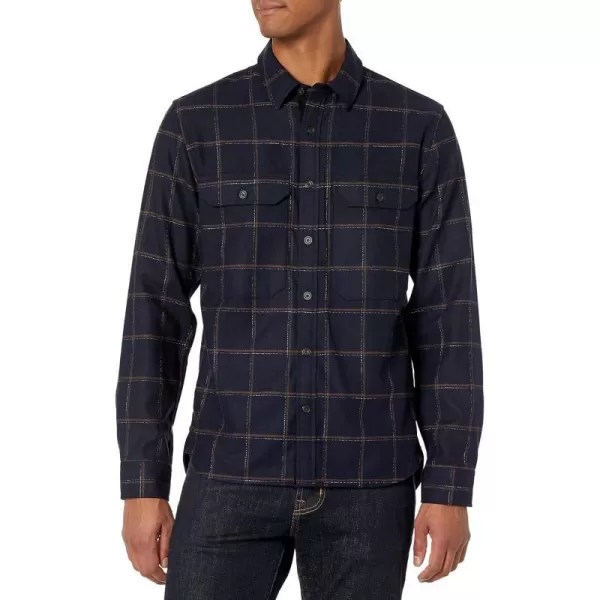 Vince Mens Crosshatch Windowpane Shirt JacketCoastalDark Wood