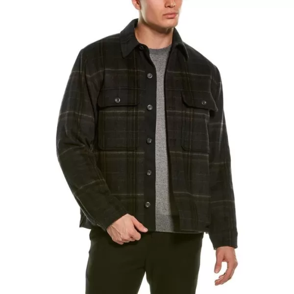 Vince Mens Sherpa Lined Utility Plaid JacketBlack