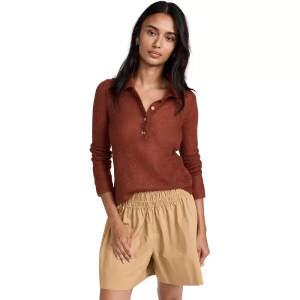 Vince Womens Brushed Polo SweaterCinnamon