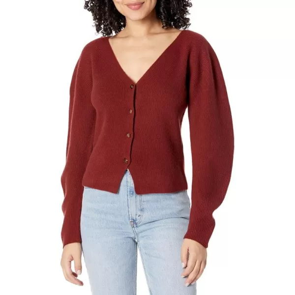 Vince Womens Cashmere Ribbed Open Neck CardiganCurrant