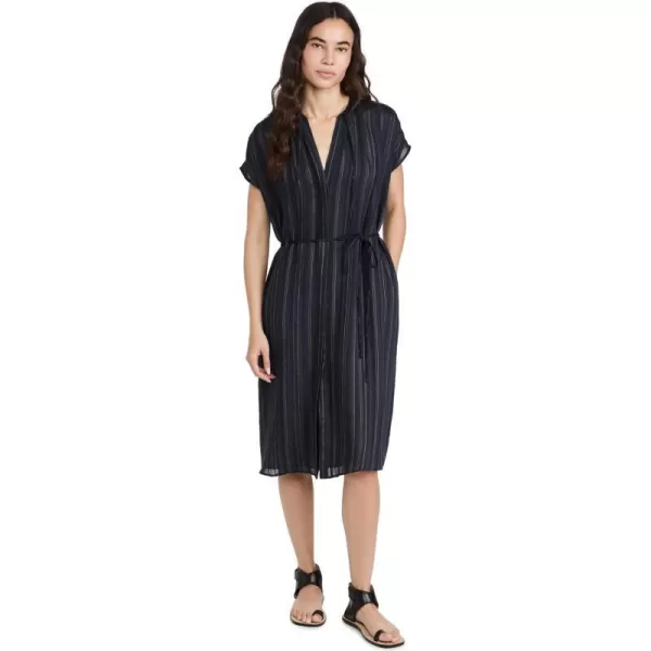 Vince Womens Drapey Stripe Shirred DressCoastalSandshell