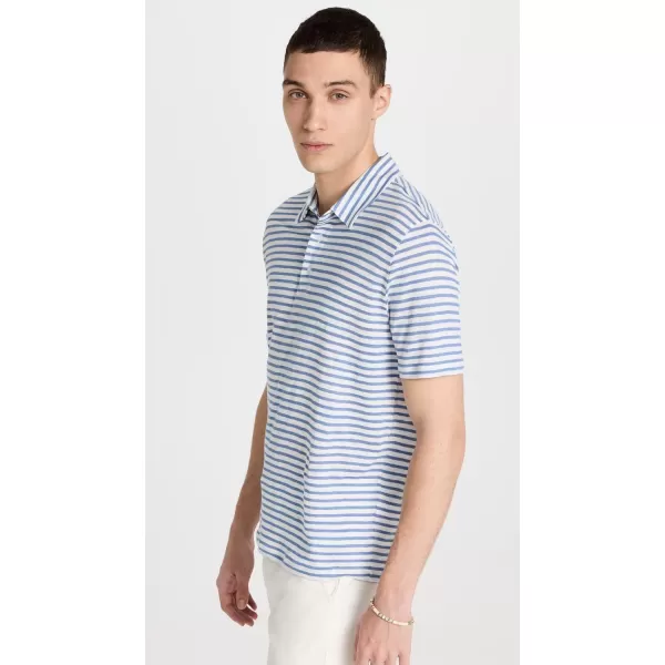 Vince Mens Stripe Linen PoloOff WhiteRivera