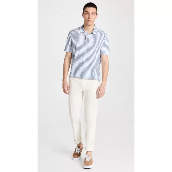 Vince Mens Stripe Linen PoloOff WhiteRivera