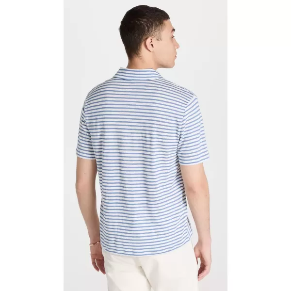 Vince Mens Stripe Linen PoloOff WhiteRivera