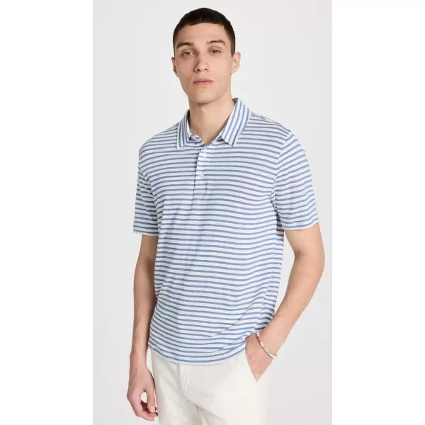 Vince Mens Stripe Linen PoloOff WhiteRivera