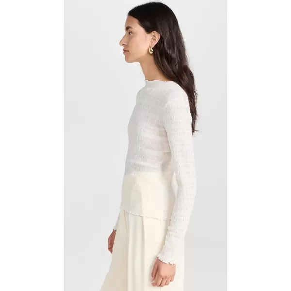 Vince Womens LS Smocked TopOffwhite