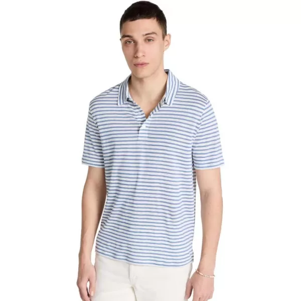 Vince Mens Stripe Linen PoloOff WhiteRivera