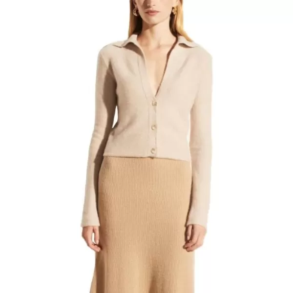 Vince Womens Polo Button Cashmere CardiganWhite Sand