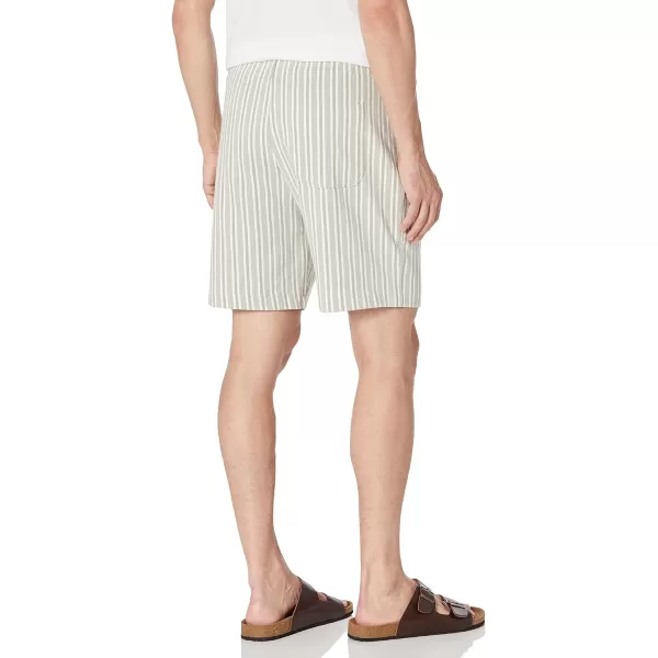 Vince Mens Cabana Stripe Pull on ShortPale ThymeOff White