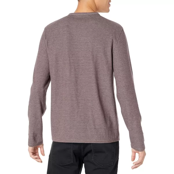 Vince Mens Dbl Face Feeder Stripe LS CrewMed H GreyBeet Root