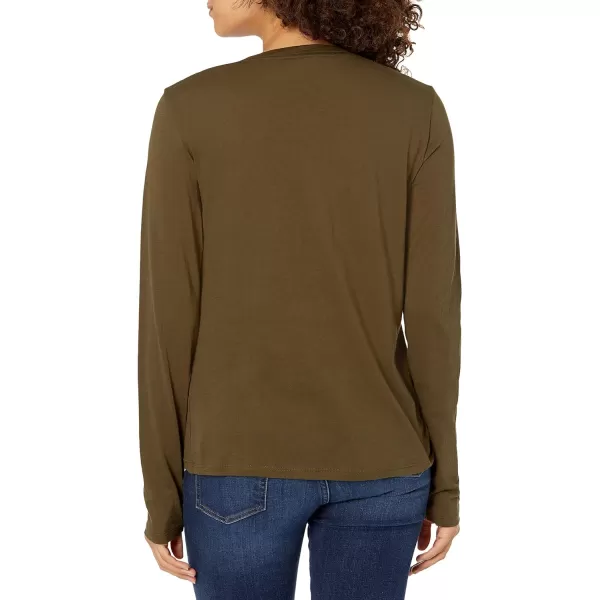 Vince Womens Essential Long Sleeve CrewAntique Olive