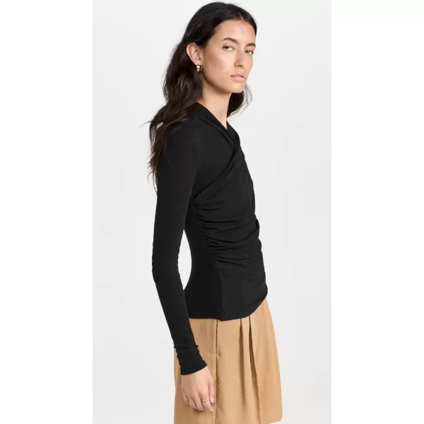 Vince Womens LS Fixed Wrap TopBlack