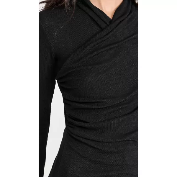 Vince Womens LS Fixed Wrap TopBlack