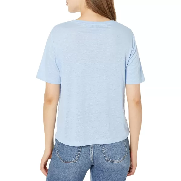 Vince Womens Linen SS Relaxed CrewLt Cerulean