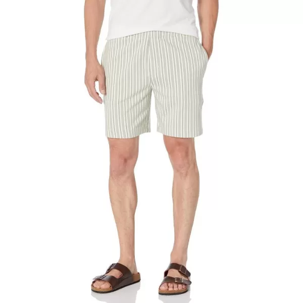 Vince Mens Cabana Stripe Pull on ShortPale ThymeOff White