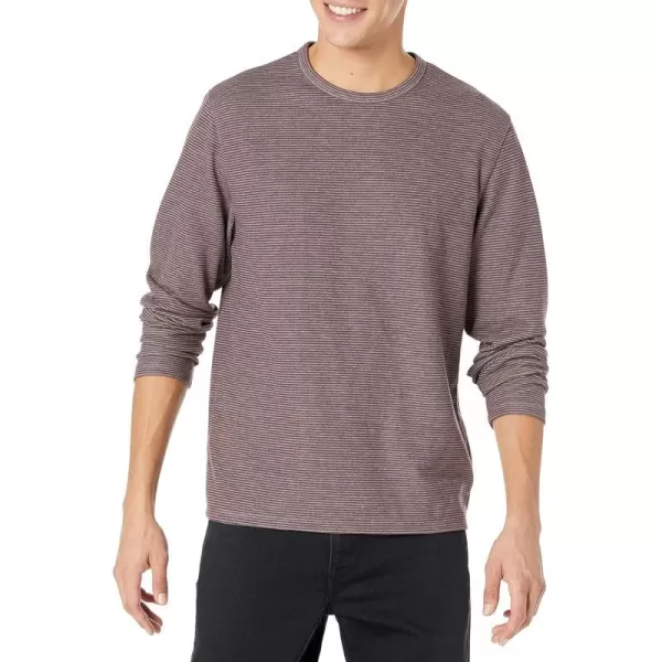 Vince Mens Dbl Face Feeder Stripe LS CrewMed H GreyBeet Root