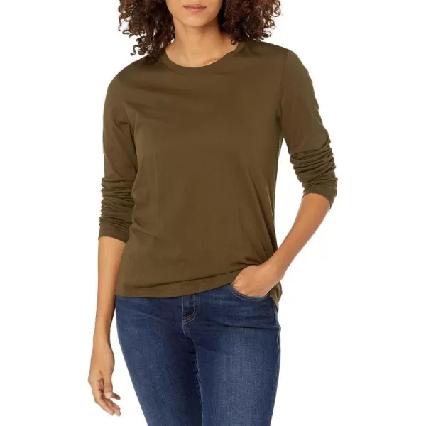 Vince Womens Essential Long Sleeve CrewAntique Olive