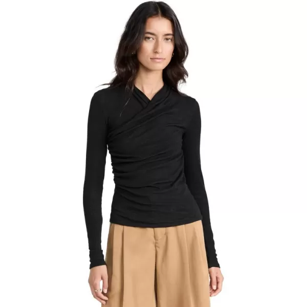 Vince Womens LS Fixed Wrap TopBlack