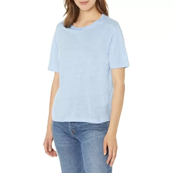 Vince Womens Linen SS Relaxed CrewLt Cerulean