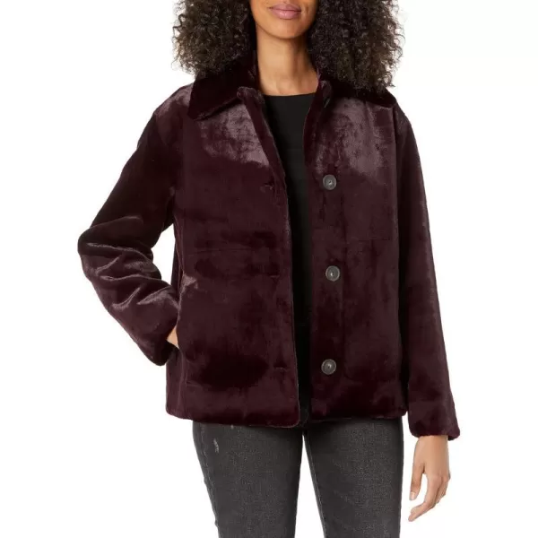 Vince Womens Plush Casual JacketPlum Wine