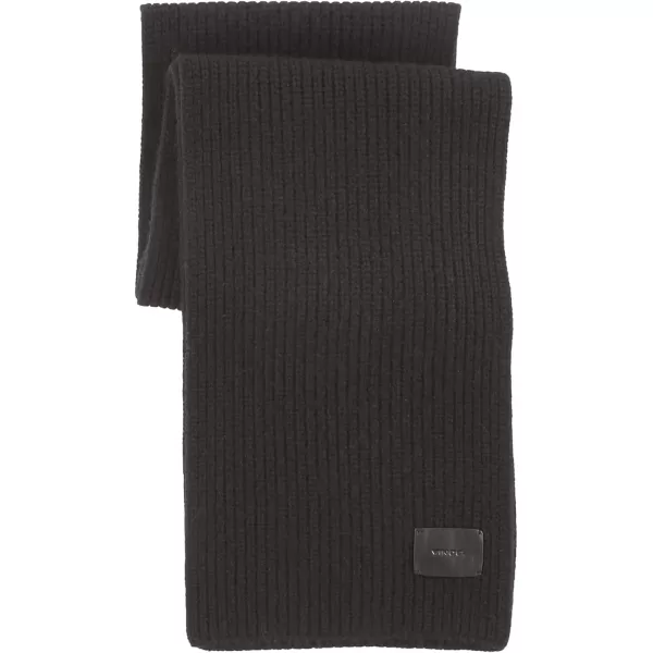 Vince Mens Cashmere Blend Shaker Stitch Rib Knit ScarfBlack