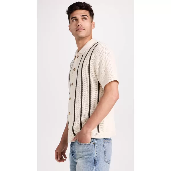 Vince Mens Crochet Stripe SS Button DownBoneCypress